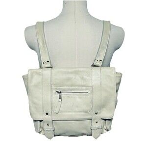 Vere Verto VereVerto Pebbled Cream /  Leather Backpack Purse